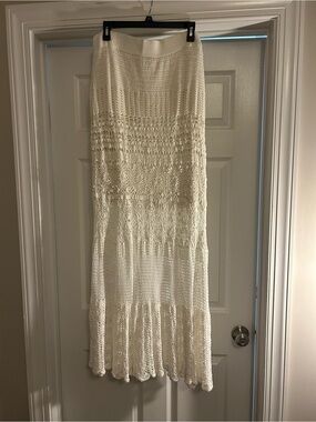Peruvian Connection Cream Crochet Maxi Skirt